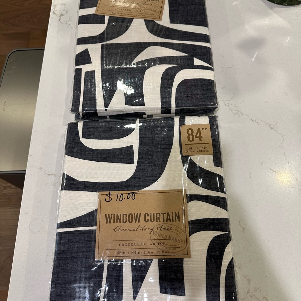 Cost Plus World Market Charcoal and Navy Curtain